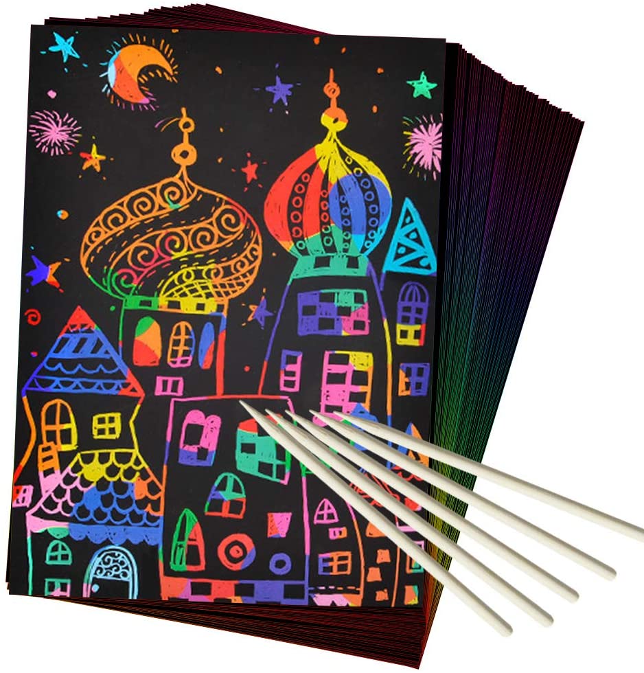 Lowest Price: Five Star Rated 50 Piece Rainbow Magic Scratch Paper  for Kids
